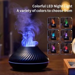 1pc Portable USB LED Humidifier with Cool Mist, Fire Flame, and Aroma Diffuser - Perfect for Small Rooms and Office Spaces