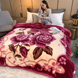 Blankets Raschel Mink Double Layer Winter Thick Blanket For Bed Soft Warm Fluffy Throw Blankets 150x200cm Thicken Fleece Quilts HKD230922