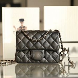 Fashion Bags Sheepskin 23c black and white check ball cf square fat football board hand carrying crossbody bag woman