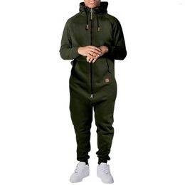 Men's Pants Fall/Winter 2023 Men Pyjamas Onesie Adult Jumpsuit Home Wear Patchwork Casual Hoodie Printed Zipper Suit