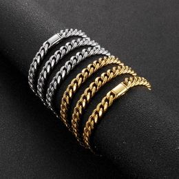 Hip Hop Titanium Steel Cuban Link Chain Bracelets Simple Men Stainless Steel Jewelry3042