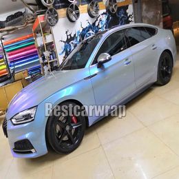 Blue Grey Gloss Rainbow Shift Colour fow Vinyl Wrap flip with Air bubble for car wrap covering film foil Size1 52 20M Roll 5x274A