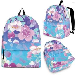 Backpack YIKELUO Fashion Gradient Peach Blossom Design Comfortable Adjustable Shoulder Strap Student Textbook Bag With Zip