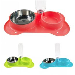 Dog Bowls Feeders 3Pcs Bone Shape Stainless Steel Bowl Double Drinking Feeder 1299 D3 Drop Delivery Home Garden Pet Supplies Dhyog