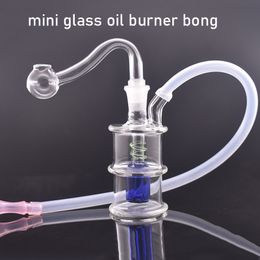 Festival Promotion Mini Glass Oil Burner Bong Water Pipes with Matrix Perc 10mm Female Recycler Hand Dab Bongs for Smoking with Male Glass Oil Burner Pipe and Hose