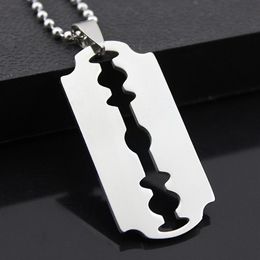 Titanium Steel Fashion Razor Blades Pendant Necklaces Punk Rock Men Jewellery Cool Shaver Necklace for Party Gift304D