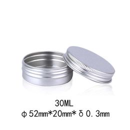 30ml Aluminum Packaging Jars Containers 30g Metal Tin Box With Screw Caps 30 ml g Sugar Tea Makeup Cream Lip Gloss Wax Pot Oils Balm Essense Cosmetics Dry Package Cans