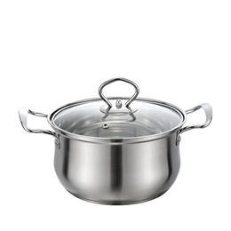 Stainless steel thickened instant noodle cooker steaming pot soup pot single-layer double ear soup pot household stew pot non stick pot Congee cooking pot cooker