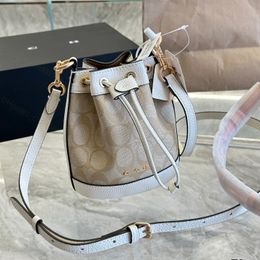 New Drawstring Dempsey Series Mini Bucket Bag Customised Fabric Logo Hardware Logo Lining Lightweight Chic Handheld Crossbody Free Shipping