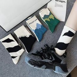 Women Socks Fashion Asymmetrical For Unisex Couple Creative Trend Middle Tube Sock Color Matching Street Personality Sports