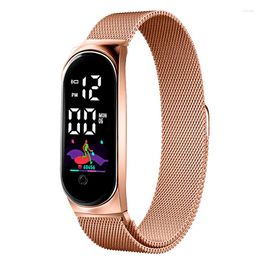 Wristwatches Simple LED Watch For Women Fashion Touch Screen Electronic Digital Magnetic Mesh Band Elegant Ladies