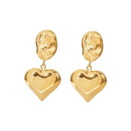 Hoop Huggie Uworld Stainless Steel Hammer Smooth Heart Pendant Earrings Waterproof Jewelry Pattern Women s Accessories Gift 230921