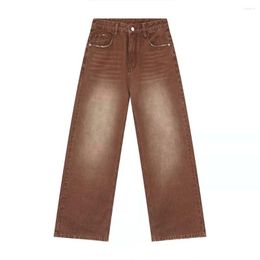 Men's Jeans American High Street Fashion Vintage Men Streetwear Star Aesthetic Spliced Denim Straight Loose Mop Wide Leg Pants
