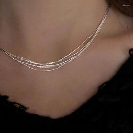 Chains 925 Silver Plated Multilayer Chain Charm Necklaces Pendants Choker Statement Necklace For Women Party Jewelry Dz282