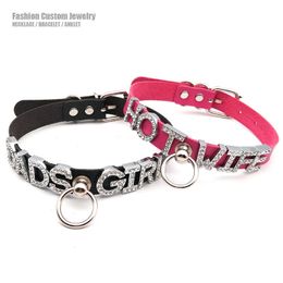 Chokers Customised Letters Leash Hoop Collar Choker Necklace Women Men BDSM Daddy Slave Cosplay Hook Chocker Jewellery Sexy Toys 230921