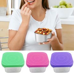 Storage Bottles Food-grade Silicone Container Leakproof Stainless Steel Food Containers For Office Travel Set Of Sauce Cups Snack