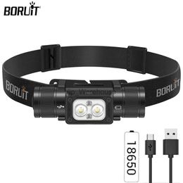 Head lamps BORUiT High Powerful LED Headlamp Type-C Rechargeable Working Headlight IP65 Waterproof Night Fishing Head Torch Camping Lantern HKD230922