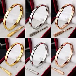 Rose Gold Bracelet Designer Fashion Bangle Men Women stainless steel jewelry unisex Never fade and allergic silver love nail screw273M