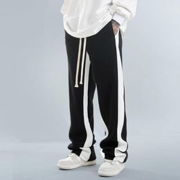 Men's Pants Men Spring And Autumn Double White Border Casual With Loose Sports Drawstring