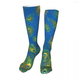 Men's Socks Peacock Feather Novelty Ankle Unisex Mid-Calf Thick Knit Soft Casual