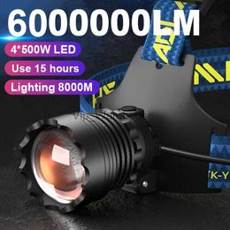 Head lamps Newest Powerful LED Headlamp 18650 Usb Rechargeable Head Flashlight 3modes Super Bright Head Lamp IPX6 Waterproof Headlight HKD230922