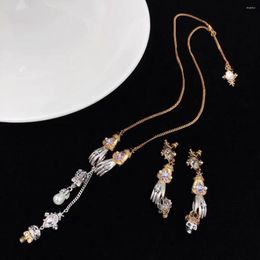 Chains Vintage Designer Crystal Pearl Gem Cross Necklace Earring Woman Luxury Jewellery Skull Halloween Gothic Boho Trends