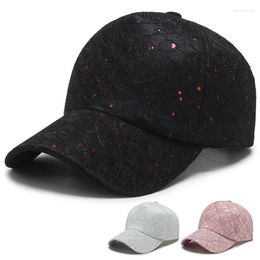 Ball Caps Arrival Women Baseball Cap Lace Sequins Trendy Outdoor Summer Sun Hats Breathable Hip Hop Female Snapback Gorras MZ0340