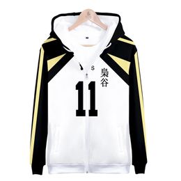 Japan Anime Haikyuu Zipper Jacket Fukurodani Academy Akaashi Keiji Cosplay Costume School Uniforms Mens Hoodies Sweatshirts287Z