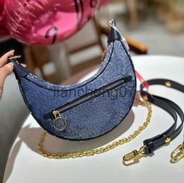 Evening Bags Top denim LOOP handbag Luxury designer hobo bag half moon Shoulder Bag real leather Designers Woman crossbody bags shoulder straps chain travel summer U