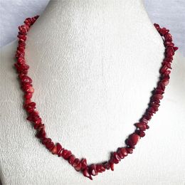 Chains 3-5MM Irregular Shape Natural Red Coral Chips Beads Gravel Stone Rocks Women Necklace Supplies Jewelry Party Prom Accessories