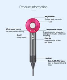 ion Professional Salon Hairdressing 5 in 1 Rotary Connected Nozzle Traveller Home Hot and Cold Constant Temperature High Speed Hair Dryer DS
