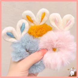 Hair Accessories Ear Plush Bands For Girls Candy Colour Sweet Ring Multi-colored Elastic Scrunchies Autumn Winter Tie