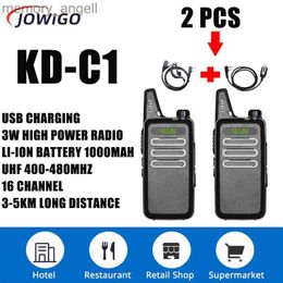 Walkie Talkie 2PCS KD-C1 3W 400-470MHz UHF Walkie Talkie Children's Toys Radio For Wild Hunting Hotels Restaurants KTV Bar Travel HKD230922