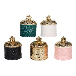 Storage Bottles Jars European-Style Electroplating Ceramic Jar Display Box Crown Jewellery Boxes With Lid Desktop Ornaments Home Sto Dh9Lg