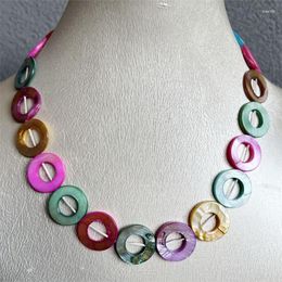 Chains European Style 20MM Colourful Natural Shell Necklace Round Ring Boho Spain Women Jewellery Creative Accessories Wholesale