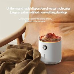 1pc Volcano Humidifier Creative Digital Display Flame Aromatherapy Humidifier, New Spit Ring Spray Volcanic Atmosphere Light, Essential Oil Aromatherapy Machine