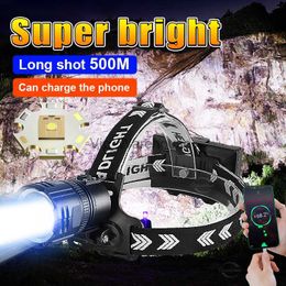 Head lamps 9900LM Most Powerful LED Headlamp Flashlight Headlight Rechargeable Long Shot Powerful Head Lantern For Fishing Camping HKD230922