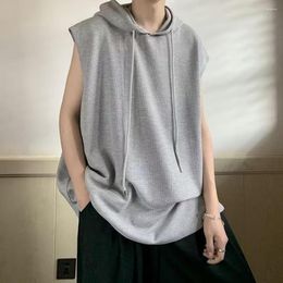 Men's Tank Tops 2023 Mens Sleeveless Hoodies Fashion Casual Zipper Hooded Sweatshirt Men Bodybuilding Top Sporting Shirt Waistcoat Vest Gym