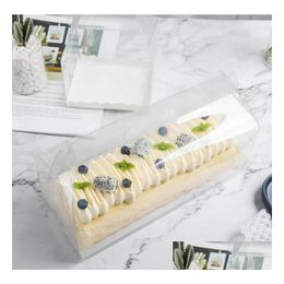 packaging boxes wholesale transparent cake roll box with handle eco-friendly clear plastic cheese cake-box baking swiss roll-box sn4 dh8tv