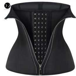 Arm Shaper Latex Waist Trainer Corset Zipper Cincher Slimming Belly Belt Tummy Trimmer Women Control Sheath Girdle Strap Black Hooks 230921