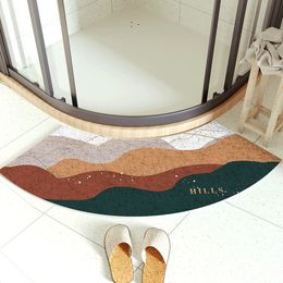 Carpet non-slip round bathroom mat absorbent shower room door mat children fan-shaped foot mat 230922