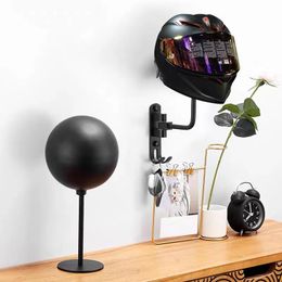 Storage Holders Racks 180 Rotation Motorcycle Helmet Rack Wall Mount Stain Steel Helmet Holder Helmet Hanger with Double Hook Bike Helmet Holder 230921