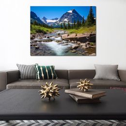 Glacier National Park Scenery Custom Landscape Realistic Photo Print on Canvas Poster for Living Room Wall Decor