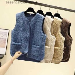 Women's Vests Lamb Wool Vest Women's Autumn and Winter New Korean Version of Wild Wearing Fake Fur Vest Plush Vest Women L230922