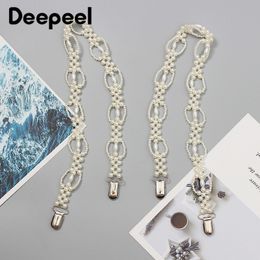 Suspenders Deepeel 1pairs 69*2cm Fashion Pearl Chain Decoration Suspenders Adjustable Trouser Bead Strap Female Waist Corset Braces 230921