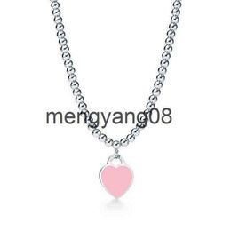 Pendant Necklaces Design 925 Sterling Silver Beads Necklaces For Women Jewellery With Pink Blue Red Black Colour Enamel Heart Necklac246L