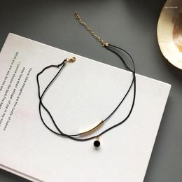 Pendant Necklaces Fashion Jewellery Necklace Gift 2023 Design Gold Colour Plated Black Rope Suitable For Women's