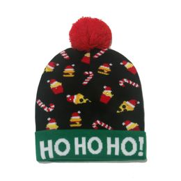 LED Christmas knitted Hat kid Adults Santa Claus Snowman Reindeer Elk Festivals Hats Xmas Party Gifts Cap Fashion Designer hats Men's and women's beanie q93
