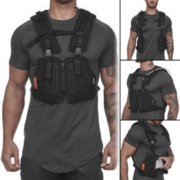 Outdoor Bags Function Military Tactical Chest bag Vest Outdoor Hip hop Sports Fitness Men Protective Reflective Top Vest Cycling Fishing Vest 230921