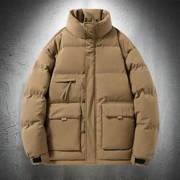 Mens Down Parkas Brown Puffer Jacket Men Stand Collar Clothing Cotton Padded Jackets Streetwear Thicken Warm Coats 230922